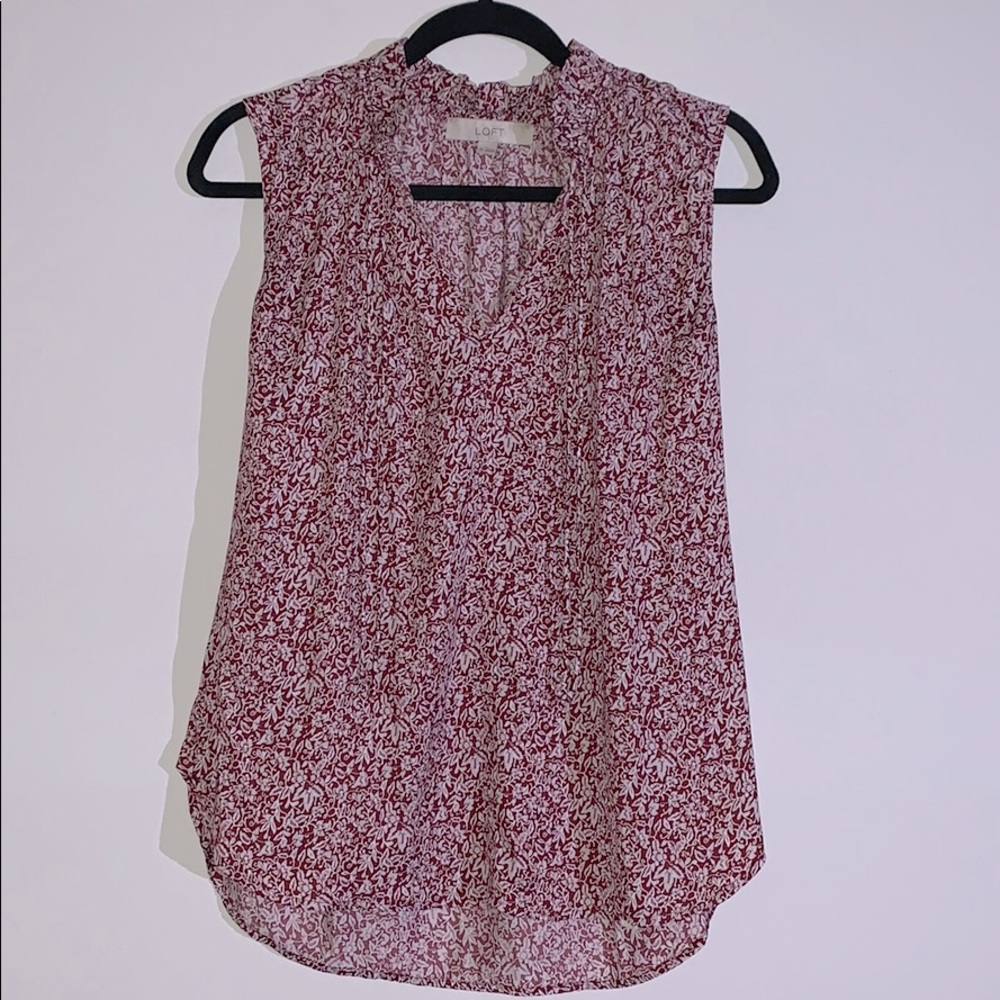 Maroon and White Floral Tank Top